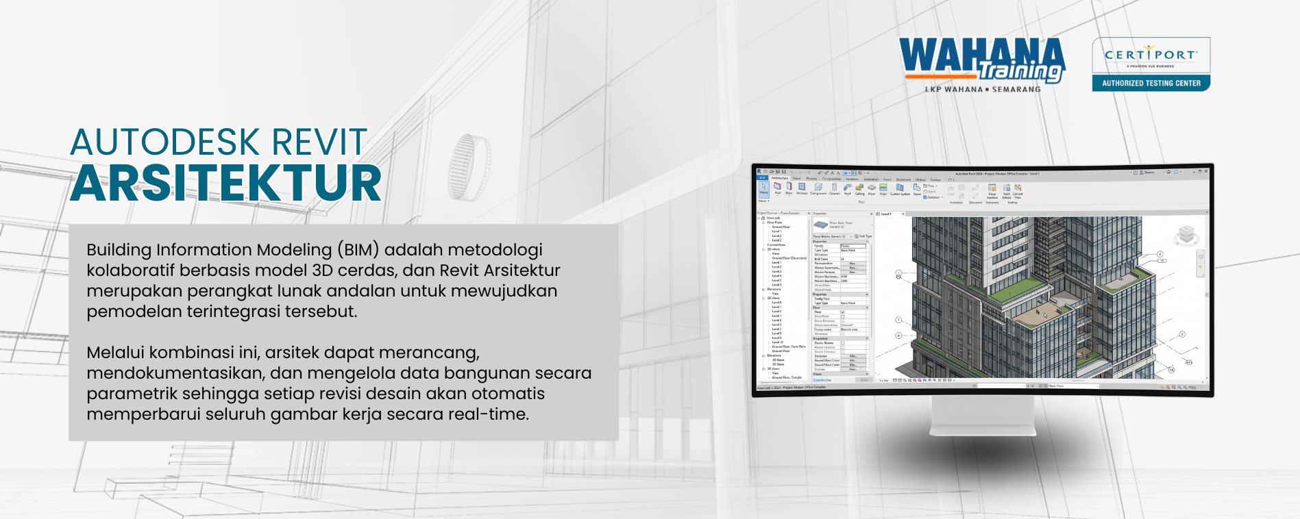 Kursus BIM dengan Revit Arsitektur untuk pelajar mahasiswa dan profesional di Semarang