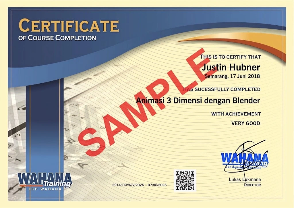 Contoh sertifikat Wahana Training